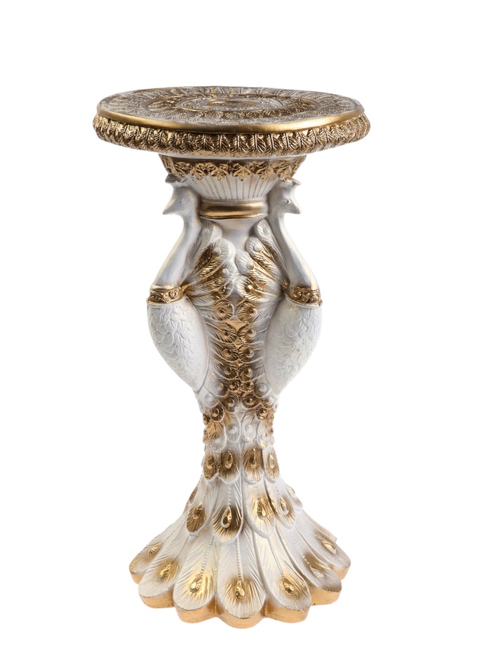 Колонна - тумба декоративная «Павлины», белый с золотом, 67×35×35 см