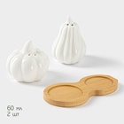 УЦЕНКА Набор для специй BellaTenero «Витамины», солонка 60 мл, перечница, 60 мл, на бамбуковой подставке, фарфор, белый - Фото 3