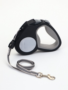 Рулетка «Пижон», 3 м, до 15 кг, трос, светоотражающая, прорезиненная ручка, серая