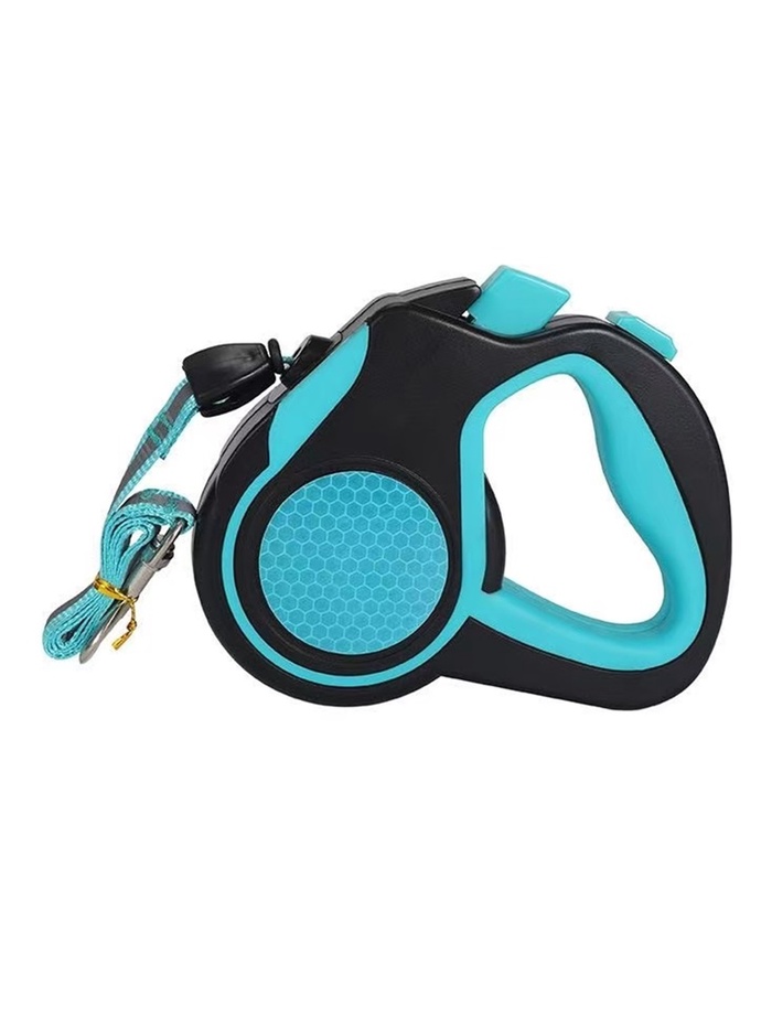 Рулетка «Пижон», 4 м, до 15 кг, трос, светоотражающая, прорезиненная ручка, голубая - Фото 1