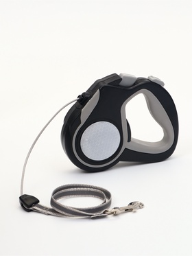 Рулетка «Пижон», 4 м, до 15 кг, трос, светоотражающая, прорезиненная ручка, серая