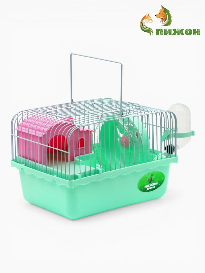 Клетка для грызунов «Пижон», 23×17×15 см, с наполнением, зеленая