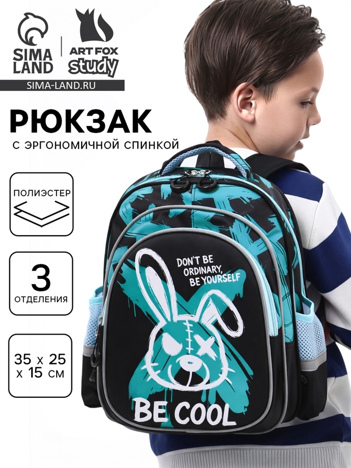Рюкзак школьный, с эргономичной спинкой, 3 отделения, средний «Хулиган»