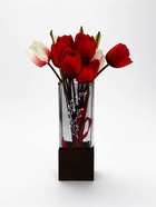 Ваза для цветов с деревянной подставкой из тёмного стекла, 25×9 см, 1.4 л.  (артикул 10959912)  большой выбор товаров оптом и в розницу по низким ценам с доставкой