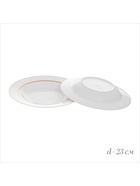 УЦЕНКА Набор посуды WY Grace, 18 предметов: 6 тарелок d=25.5 см, 6 тарелок d=20.5 см, 6 глубоких тарелок 350 мл, d=23 см, фарфор, белый - Фото 5