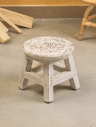 УЦЕНКА Табурет, дерево Албезия 25×25×24 см, цв. белый - Фото 1