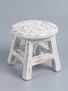 УЦЕНКА Табурет, дерево Албезия 25×25×24 см, цв. белый - Фото 2