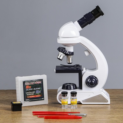 УЦЕНКА Микроскоп, кратность увеличения 450х, 200х, 80х, с подсветкой, белый