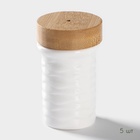 УЦЕНКА Набор для специй и соусов BellaTenero, 7 предметов: 2 ёмкости 250 мл, 5 баночек для специй, на бамбуковой подставке, фарфор, белый - Фото 3