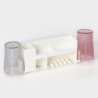 УЦЕНКА Держатель для зубных щеток с 2 стаканами, на липучках, белый 11017608