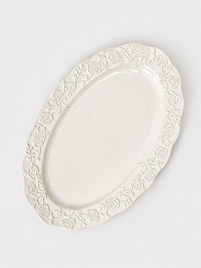 Блюдо сервировочное Garden rose, 35×23×2.5 см, керамика, белое