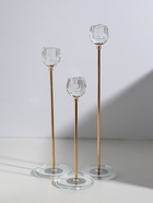 Подсвечник стекло, металл "Бутон-кристалл" d=2,2 см набор 3 шт h=23, 27,5 и 32,5 см  (артикул 10937306)  большой выбор товаров оптом и в розницу по низким ценам с доставкой