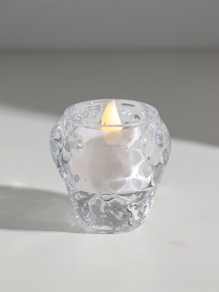 Стеклянный подсвечник на 1 свечу «Бутон. Лёд», прозрачный, d=3.5 см, 6×6×6 см