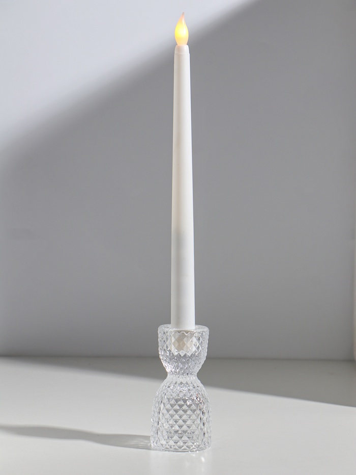 Стеклянный подсвечник на 1 свечу двусторонний «Песочные часы», прозрачный, d=2.5 см и 4 см, 5×5×9.5 см