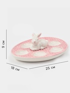 УЦЕНКА Подставка для яиц Доляна «Зайка», 25×18×9 см, доломит, розовая - Фото 2