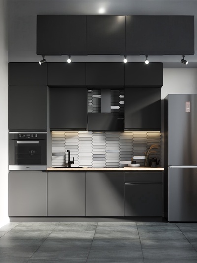 УЦЕНКА Кухонный гарнитур в потолок 2400 Виктория, Графит