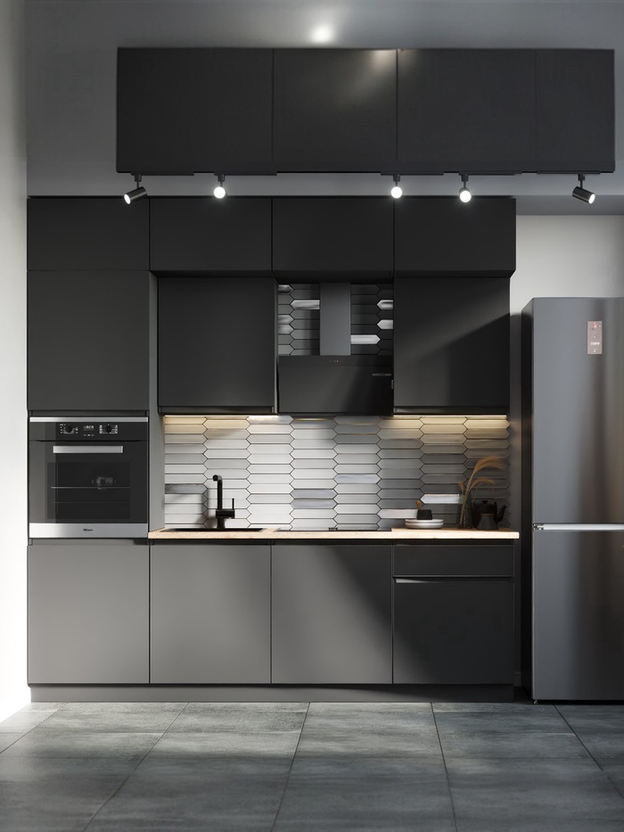 УЦЕНКА Кухонный гарнитур в потолок 2400 Виктория, Графит - Фото 1