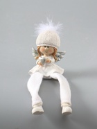 УЦЕНКА Сувенир полистоун «Ангелочек в белом наряде, в шапке с пухом» сидит 6×4×15 см - Фото 2