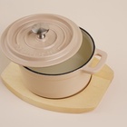 УЦЕНКА Кастрюля SL Home «Андалусия», 750 мл, d=14 см, h=7 см, с крышкой, на деревянной подставке, индукция, чугун, бежевая - Фото 8