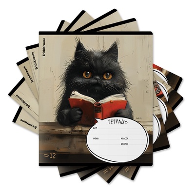 Тетрадь 12 листов лин ErichKrause Funny Friends, обл. мел картон, блок офсет 60 г/м² МИКС