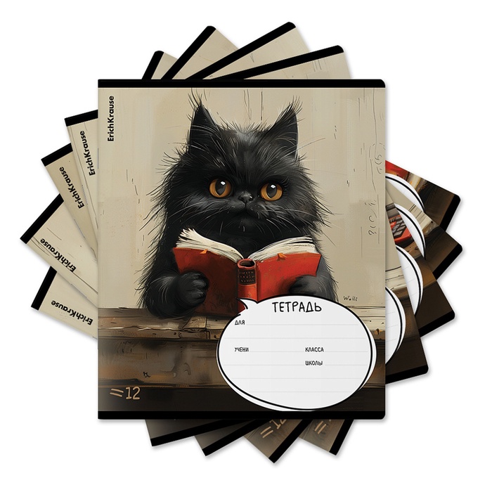 Тетрадь 12 листов лин ErichKrause Funny Friends, обл. мел картон, блок офсет 60 г/м² МИКС - Фото 1