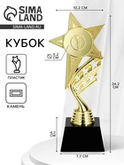 Кубок, наградная фигура «Звезда», подставка пластик, золото, 24×10.1×7.8 см - фото 809618797