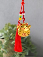 Подвеска металл "Манэки-нэко с кисточкой" красный с золотом 1,5х4х14 см  (артикул 10957792)  большой выбор товаров оптом и в розницу по низким ценам с доставкой