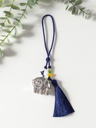 Подвеска металл, текстиль "Слон с кисточкой" синий с серебром 1,5х4,3х14 см  (артикул 10957793)  большой выбор товаров оптом и в розницу по низким ценам с доставкой