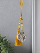 Подвеска металл, текстиль "Слон в круге, с кисточкой" золотистый с серебром 1,5х5,2х14 см  (артикул 10957794)  большой выбор товаров оптом и в розницу по низким ценам с доставкой