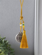 Подвеска металл, текстиль "Слон в круге, с кисточкой" золотистый с серебром 1,5х5,2х14 см  (артикул 10957794)  большой выбор товаров оптом и в розницу по низким ценам с доставкой