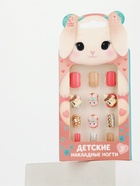 Детские накладные ногти «Плюшевый зайка», 12 шт. - фото 123132292