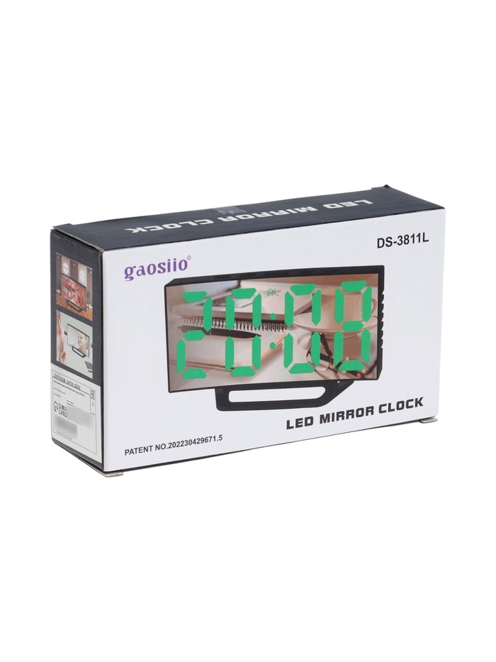 Часы-будильник электронные настольные, термометр, календарь, USB, 15*8 см, зеленые цифры - фото 51925455