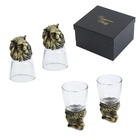 УЦЕНКА Подарочный набор рюмок - перевёртышей 3 в 1 «Лев», на 2 персоны, рюмка 50 мл, карты - Фото 3