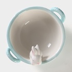 УЦЕНКА Конфетница Доляна «Зайка», 19.5×16.5×12.5 см, доломит, голубая - Фото 3