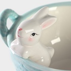 УЦЕНКА Конфетница Доляна «Зайка», 19.5×16.5×12.5 см, доломит, голубая - Фото 4