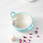 УЦЕНКА Конфетница Доляна «Зайка», 19.5×16.5×12.5 см, доломит, голубая - Фото 6