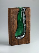 УЦЕНКА Ваза стекло настольная «Сэтернино» 24×14.5 см, коричнево-зелёный - Фото 2