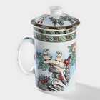 УЦЕНКА Кружка с крышкой и керамическим ситом "Птицы в пионах" 300 мл, 11х8,3х14,5 см - Фото 1