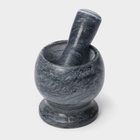 УЦЕНКА Ступка с толкушкой "Мрамор" из камня, цвет серый - Фото 2