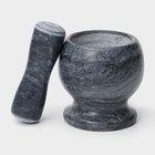 УЦЕНКА Ступка с толкушкой "Мрамор" из камня, цвет серый - Фото 3