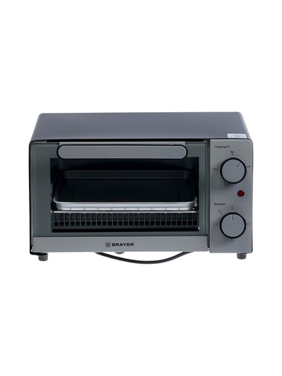Мини - печь BRAYER 2600BR, 1200 Вт, 9 л, 65-230°С, таймер до 15 мин, противень, решётка, чёрная