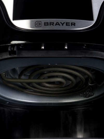 Аэрогриль BRAYER 2037BR, 1500 Вт, 5 л, 7 программ, 200°С, LCD-дисплей, таймер, решётка, чёрно-серый