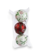 УЦЕНКА Набор шаров пластик d-8 см, 4 шт "Еловые веточки" красный белый - Фото 2