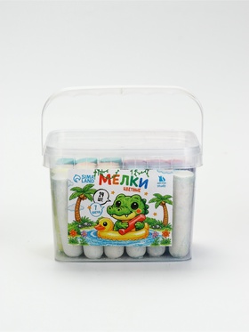 Мелки для асфальта, 24 штуки, 7 цветов, цилиндр в ведёрке, ArtFox STUDY