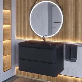 Тумба с раковиной Uperwood Tanos-Classic Quartz 80 см, чёрная