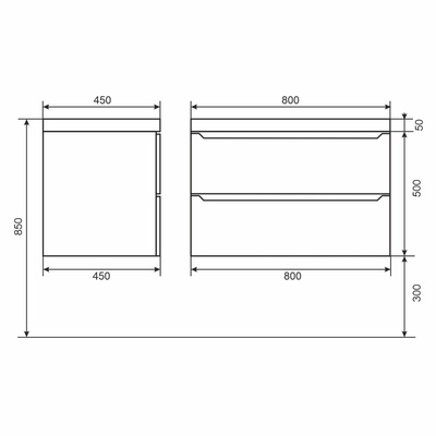 Тумба с раковиной Uperwood Tanos-Classic Quartz 80 см, чёрная