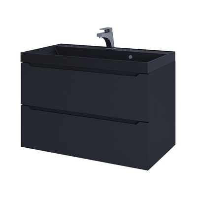 Тумба с раковиной Uperwood Tanos-Classic Quartz 80 см, чёрная