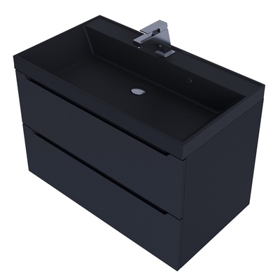 Тумба с раковиной Uperwood Tanos-Classic Quartz 80 см, чёрная