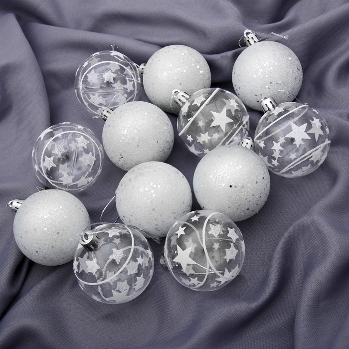 УЦЕНКА Набор шаров пластик d-6 см, 12 шт "Млечный путь" белый - Фото 1