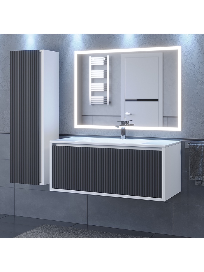 Тумба подвесная Uperwood, под раковину Uperwood Next Premium 100 см, 1 ящик, цвет белый/графит